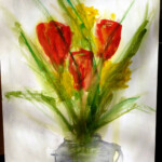 Tulpen und Narzissen, Aquarell 2013