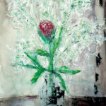 Frühsommerstrauß Kerbel mit einer Pfingstrose, Aquarell/Acryl 2014